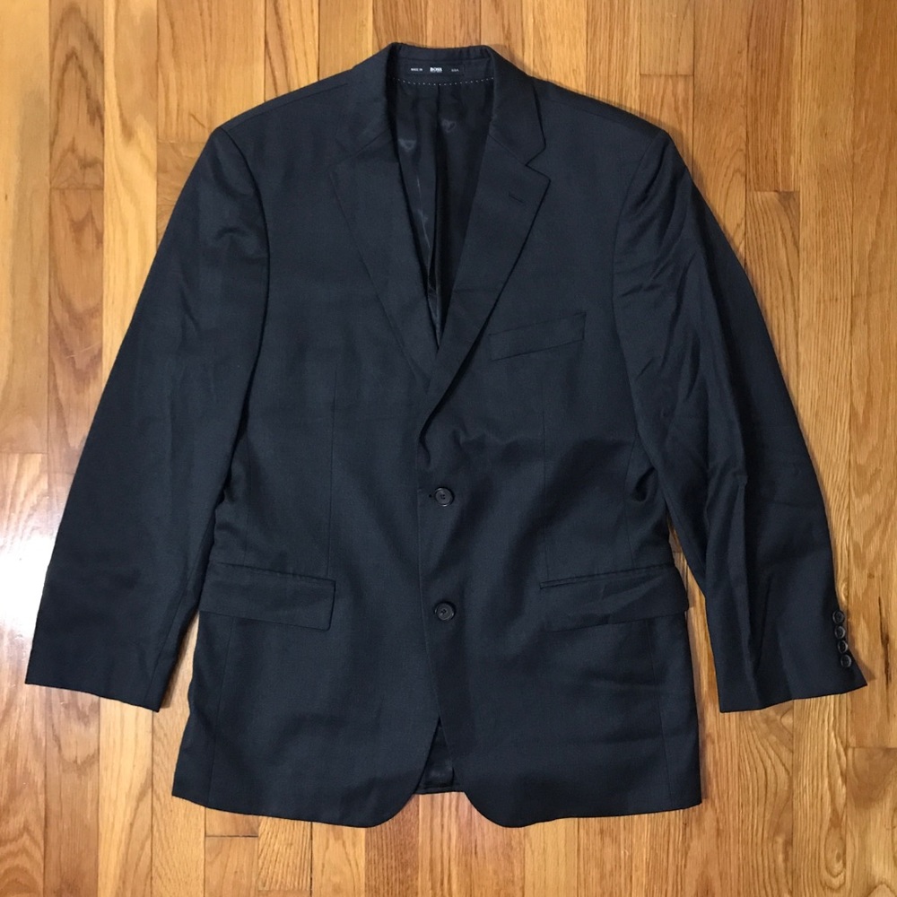 Hugo Boss Charcoal Gray Super 100 Pasolini Blazer